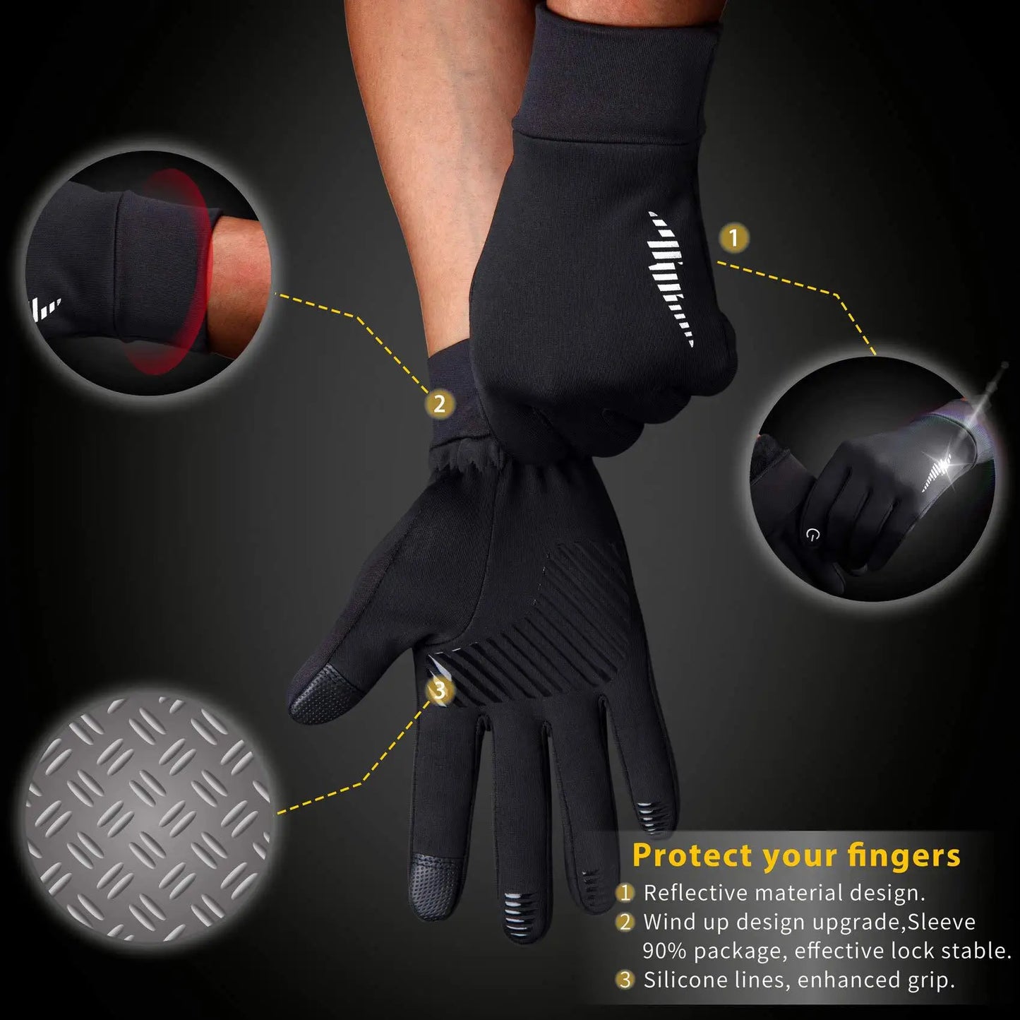 2025 Winter Ski Gloves Touchscreen Men/Women: Thermal Lined for Running Cycling Hiking - Driving Walking Warm