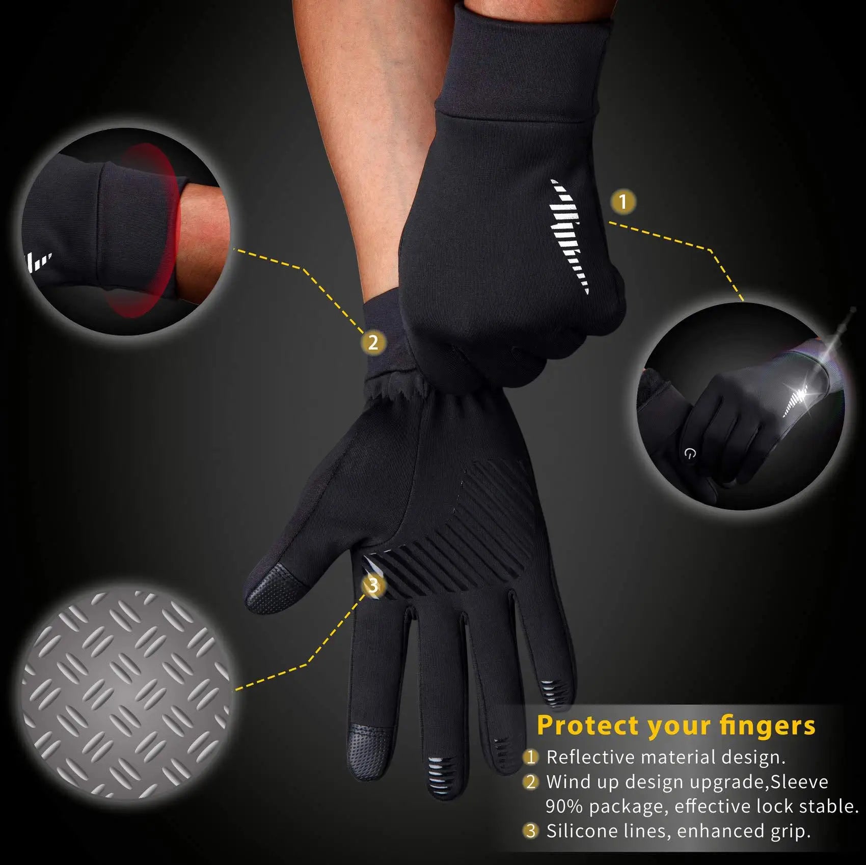 2025 Winter Ski Gloves Touchscreen Men/Women: Thermal Lined for Running Cycling Hiking - Driving Walking Warm