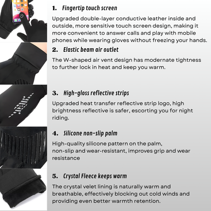 2025 Winter Ski Gloves Touchscreen Men/Women: Thermal Lined for Running Cycling Hiking - Driving Walking Warm